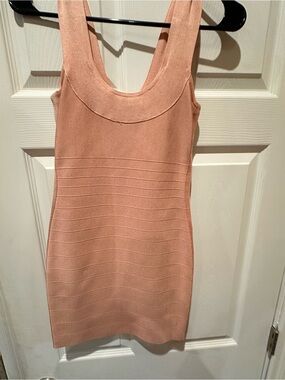 Marciano Peach Scoop Neck Mini Dress